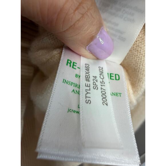 J. Crew Cashmere Sweater Lady Jacket Cardigan with Contrast Trim Sz M Cream - Picture 12 of 16